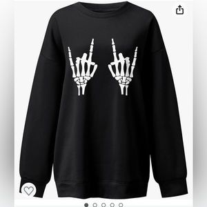 Black skeleton hand crew neck sweatshirt